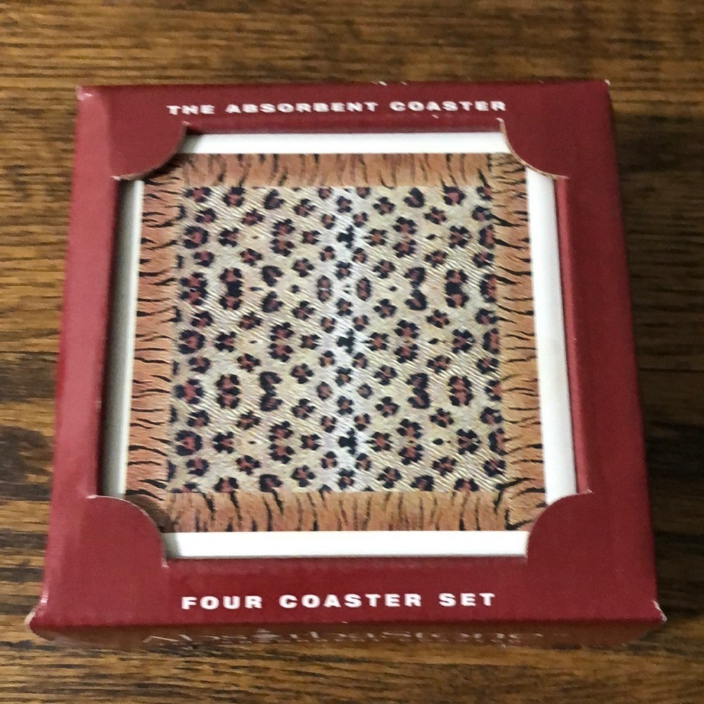 NWT Absorba Stone Coasters Leopard Print Set of 4